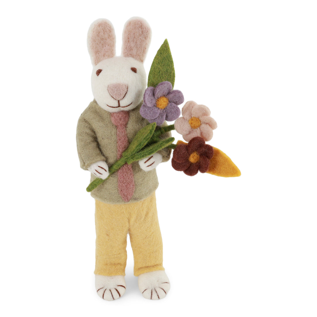 Großer Hase mit Krawatte und Blumen