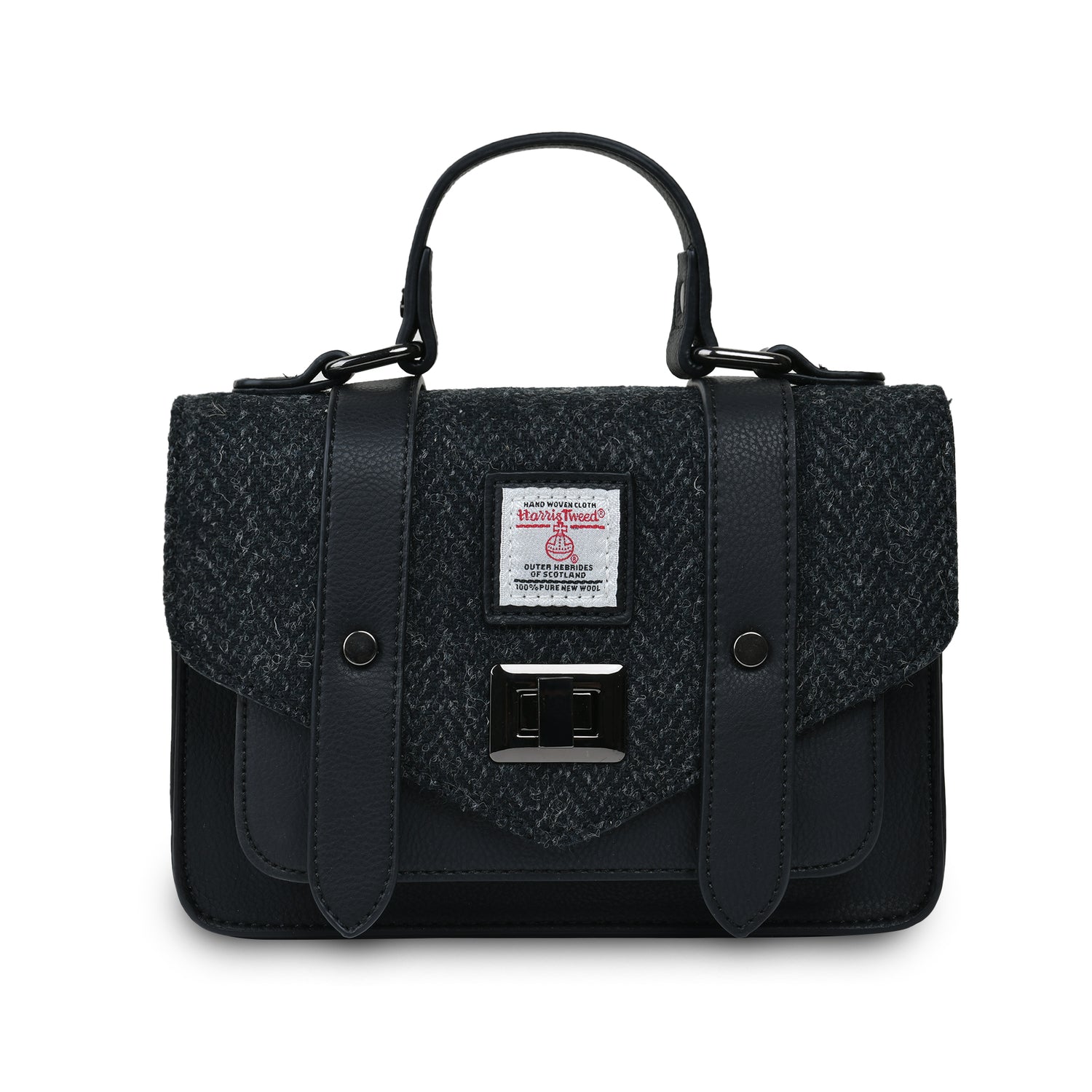 The Mini Satchel Black Herringbone