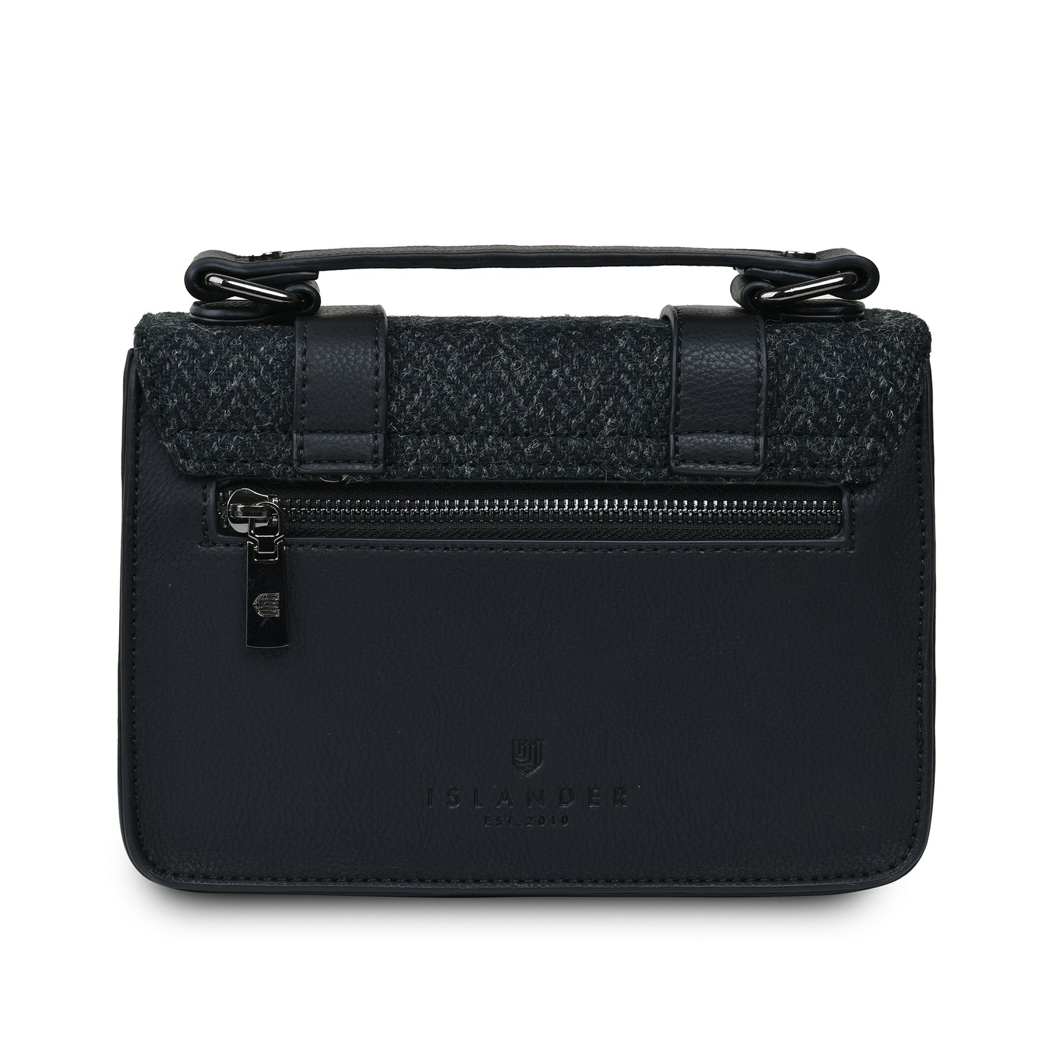 The Mini Satchel Black Herringbone