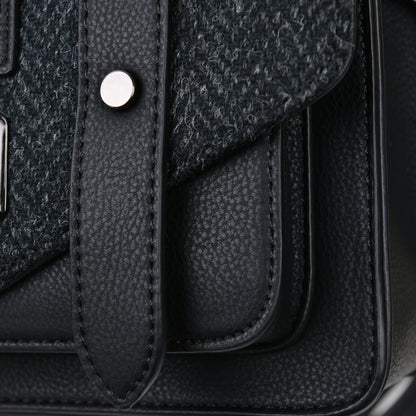 The Mini Satchel Black Herringbone