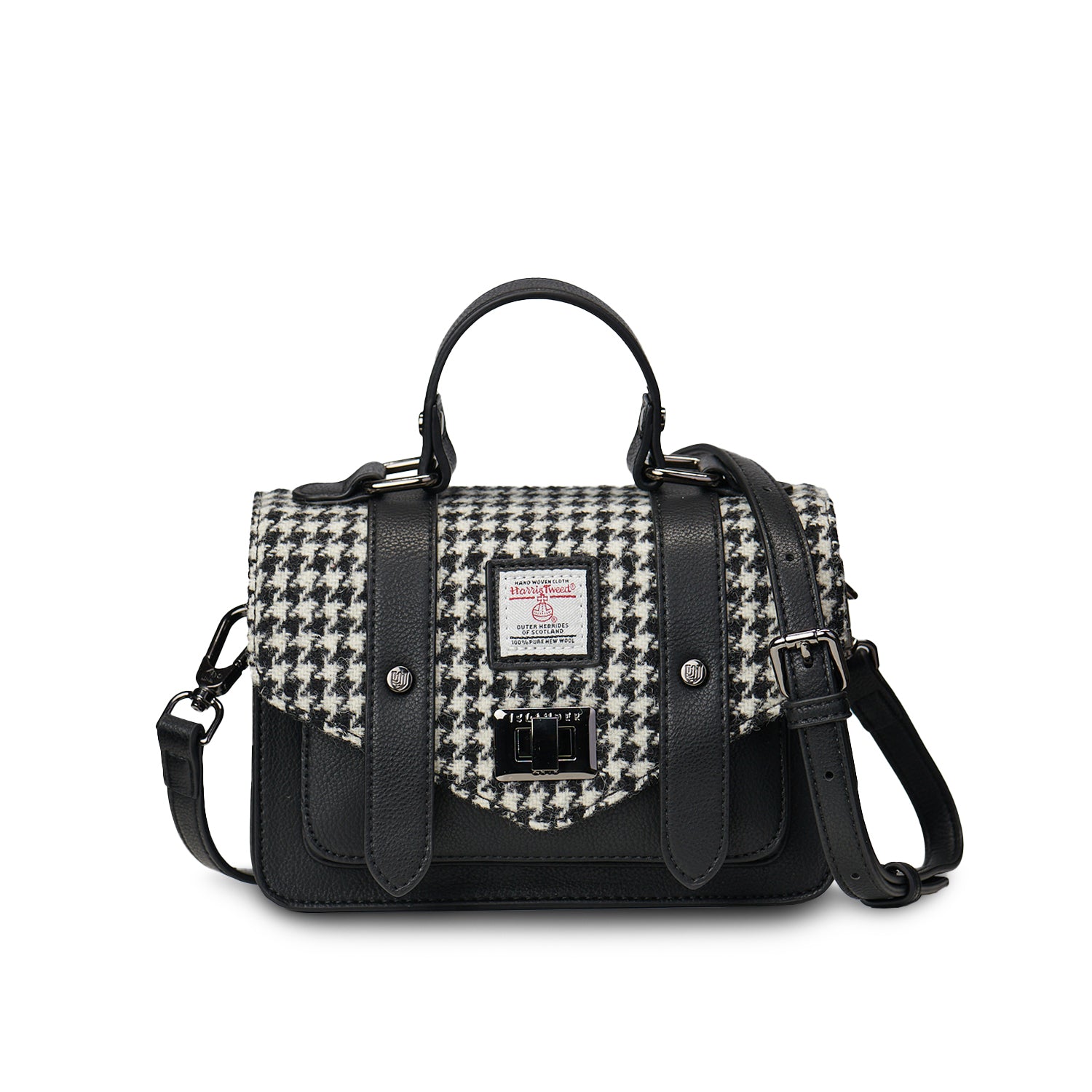 The Mini Satchel Black and White Dogtooth