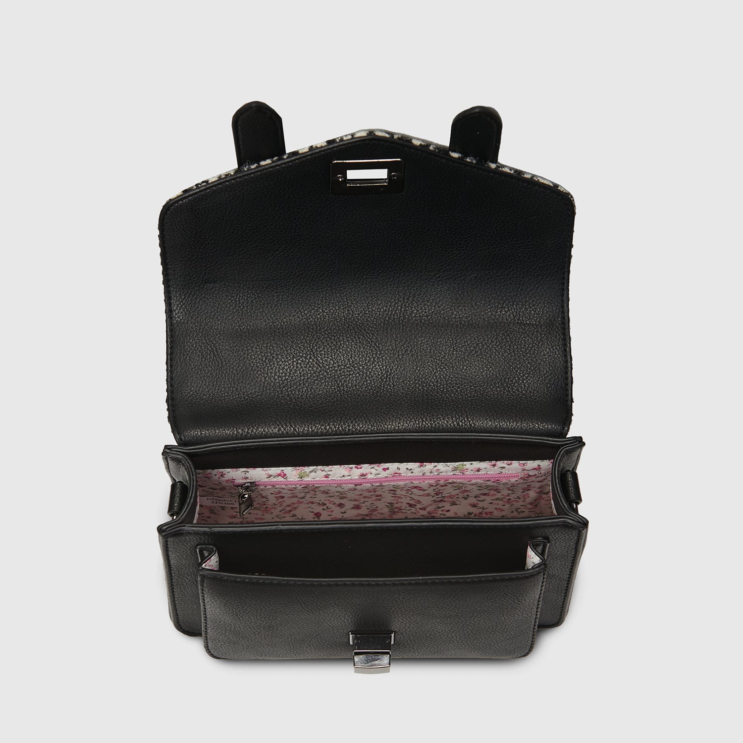 The Mini Satchel Black and White Dogtooth