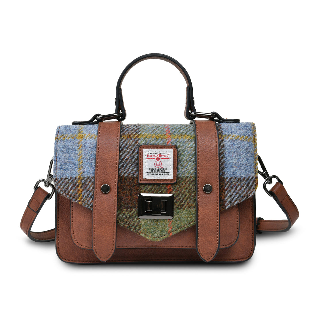 The Mini Satchel Chestnut and Blue Tartan