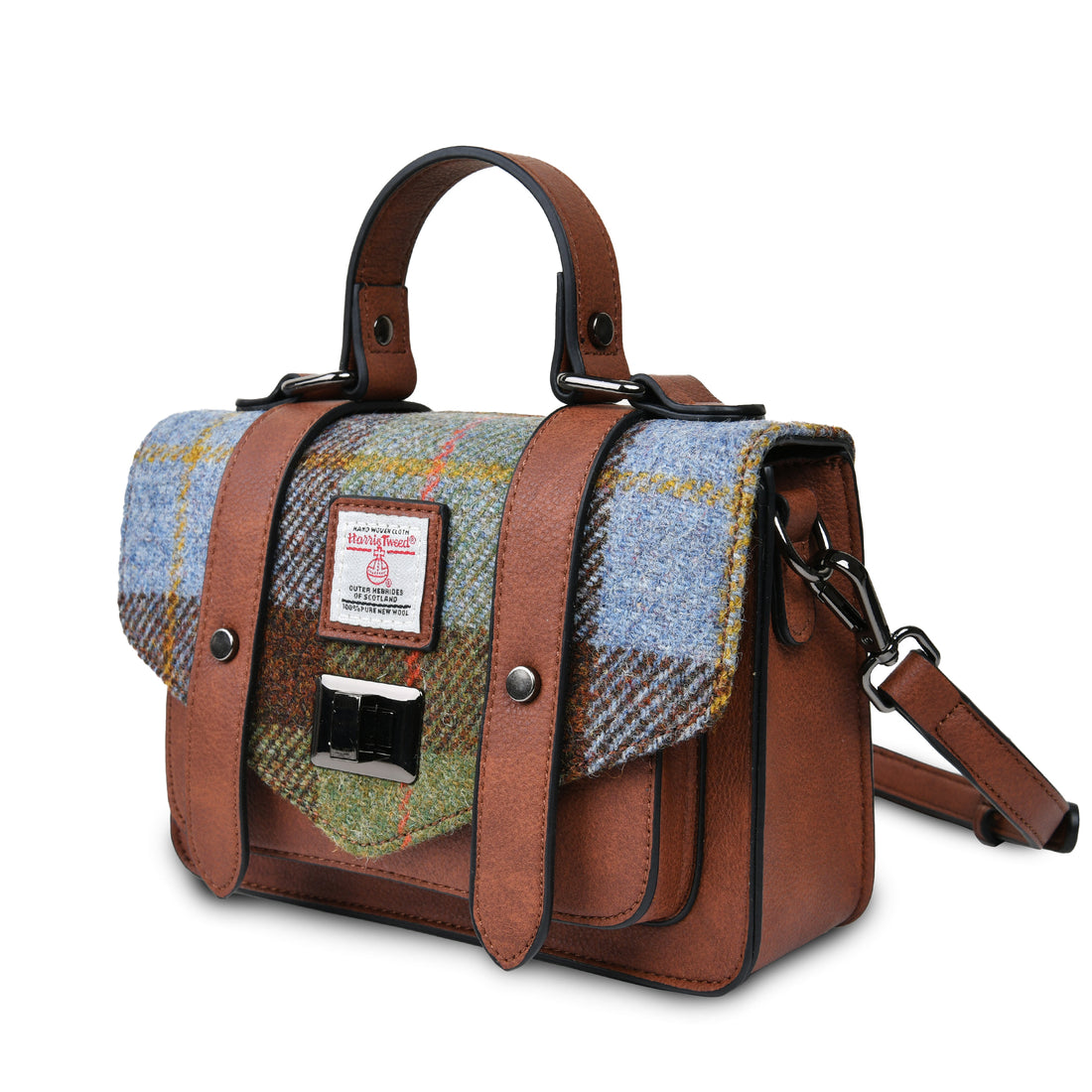 The Mini Satchel Chestnut and Blue Tartan