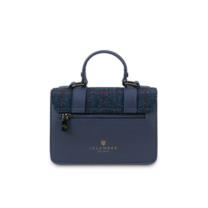 The Leather Mini Satchel Navy Over-Check