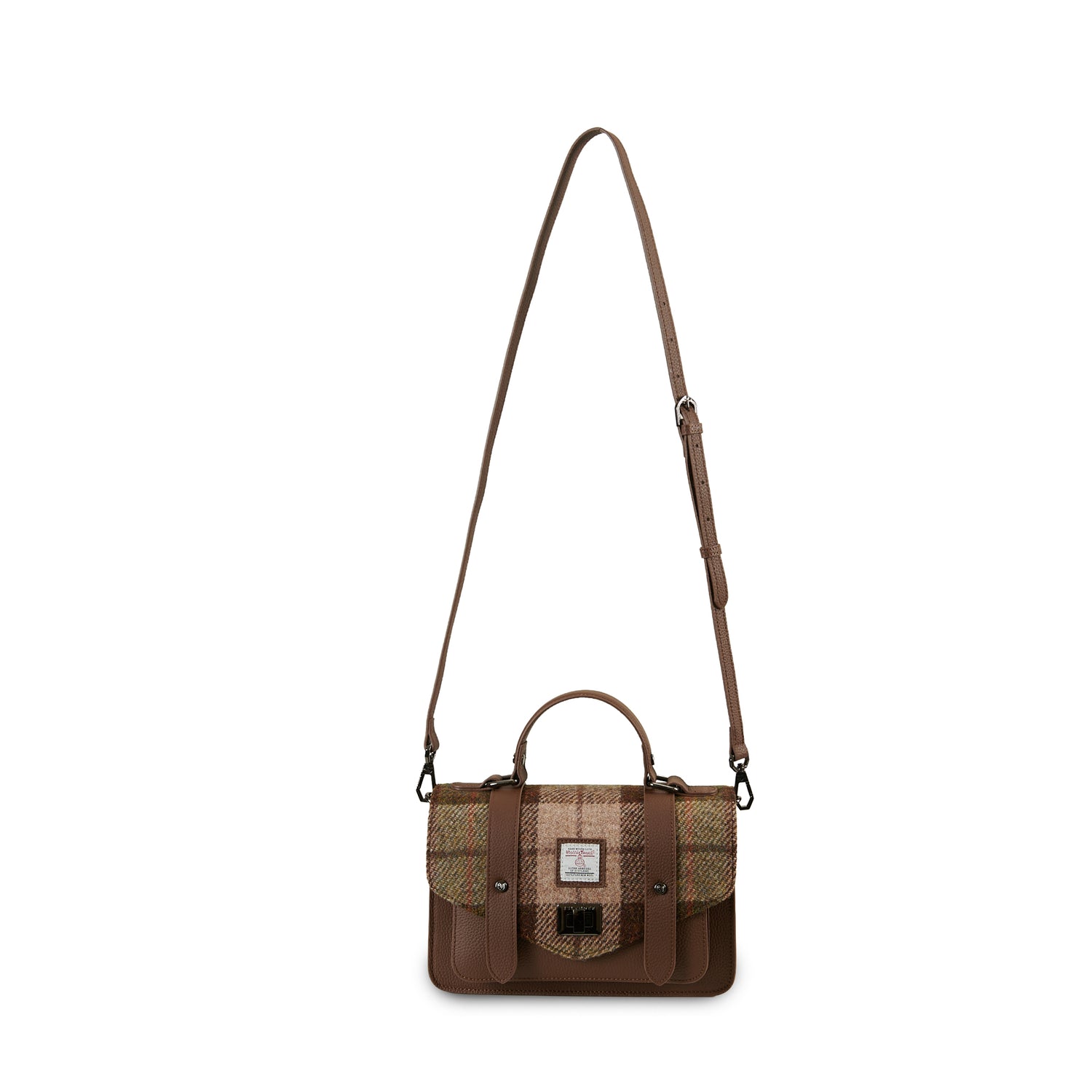 The Medium Leather Satchel Chestnut Tartan