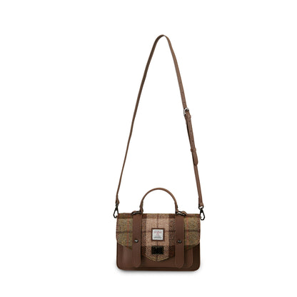 The Medium Leather Satchel Chestnut Tartan