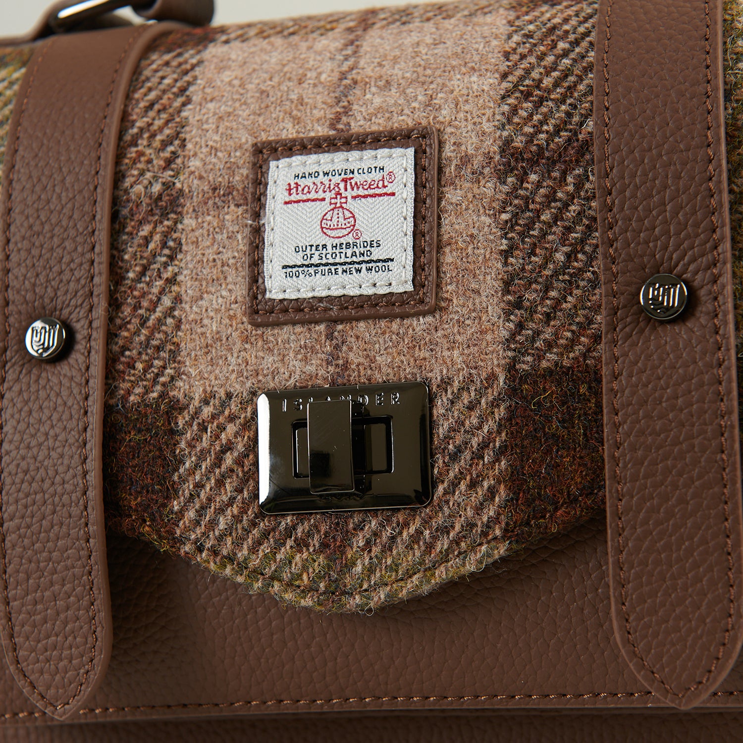 The Medium Leather Satchel Chestnut Tartan