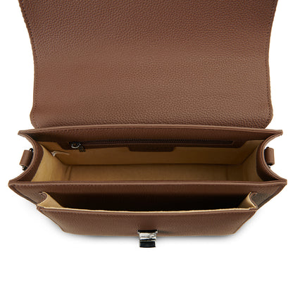 The Medium Leather Satchel Chestnut Tartan