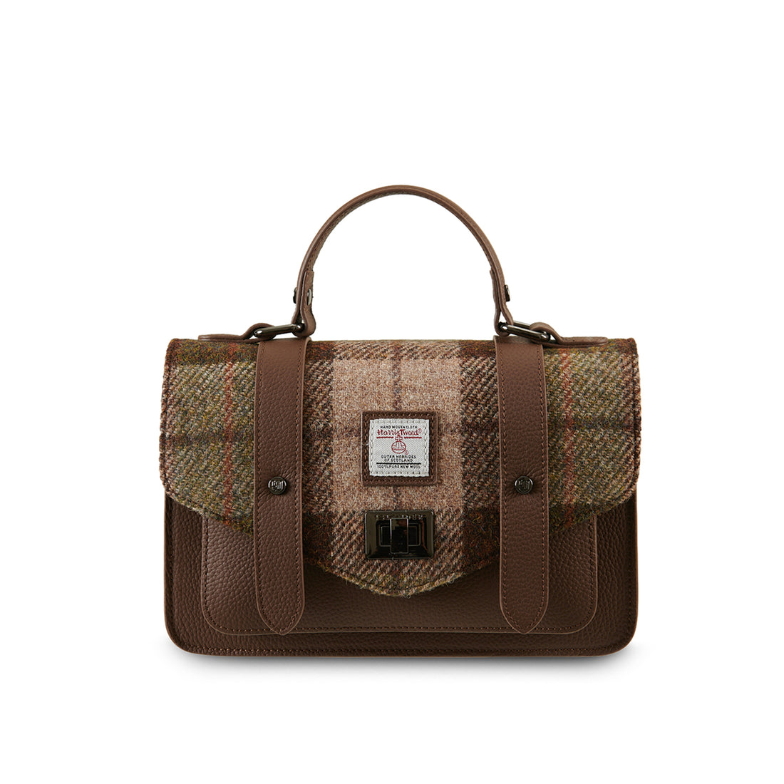 The Medium Leather Satchel Chestnut Tartan