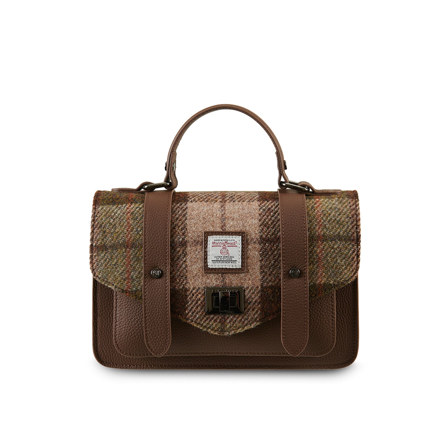 The Medium Leather Satchel Chestnut Tartan