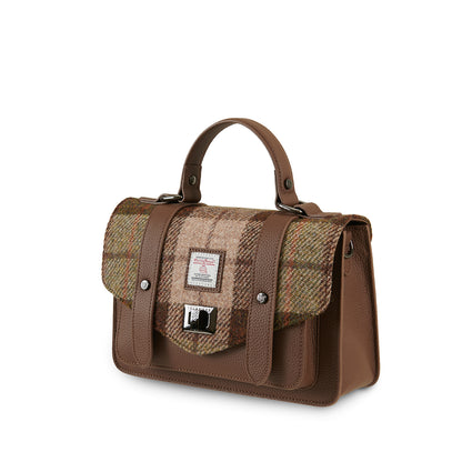 The Medium Leather Satchel Chestnut Tartan