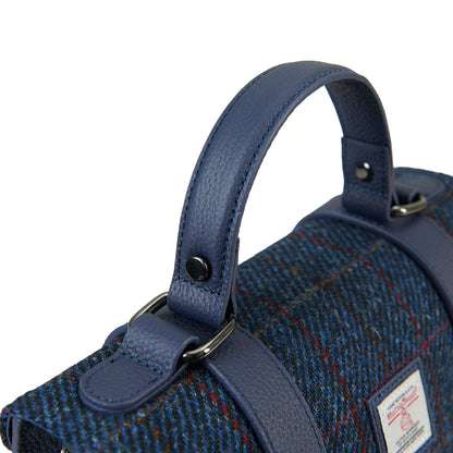 The Medium Satchel Leather Navy Over-Check