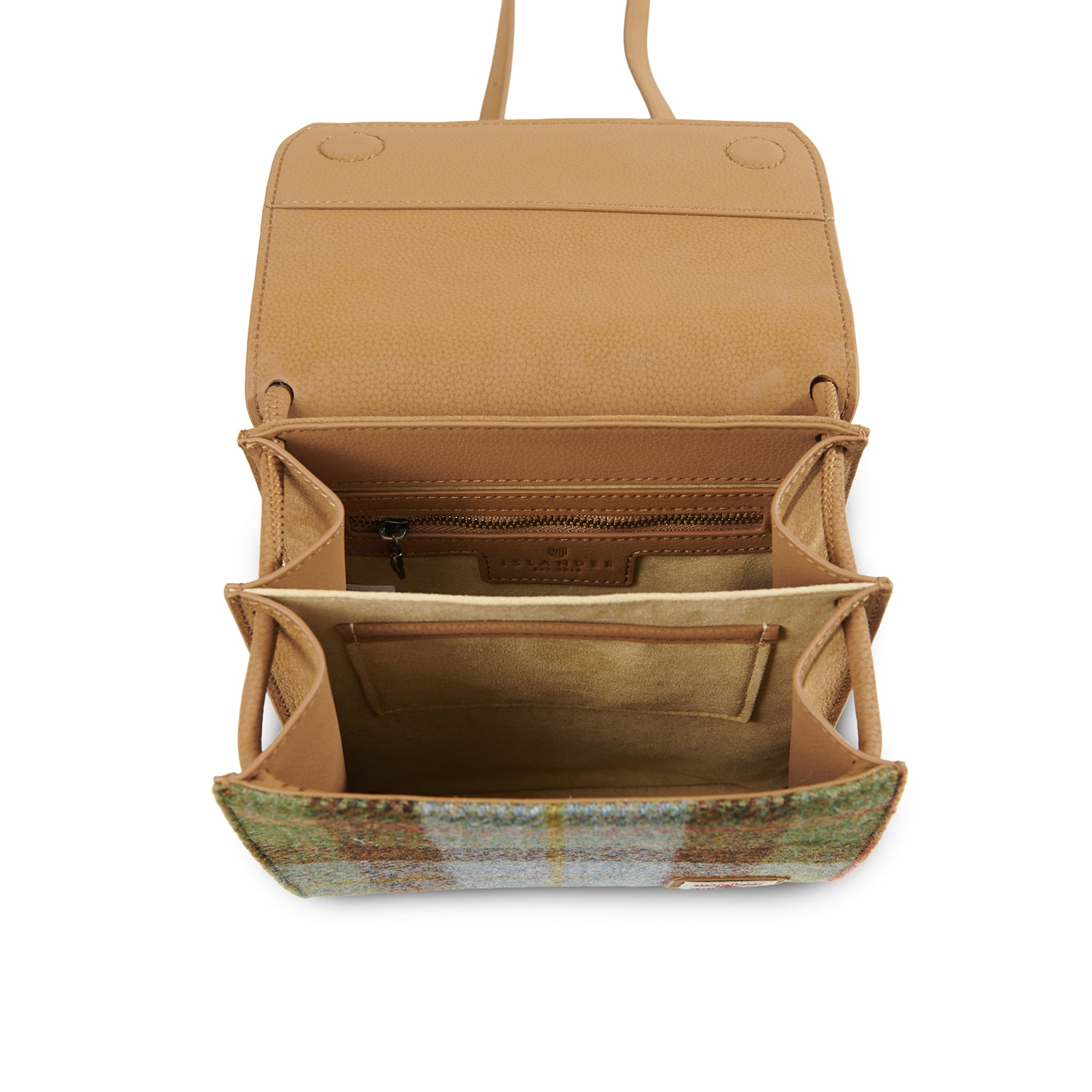 The Eilidh Leather Chestnut and Blue Tartan