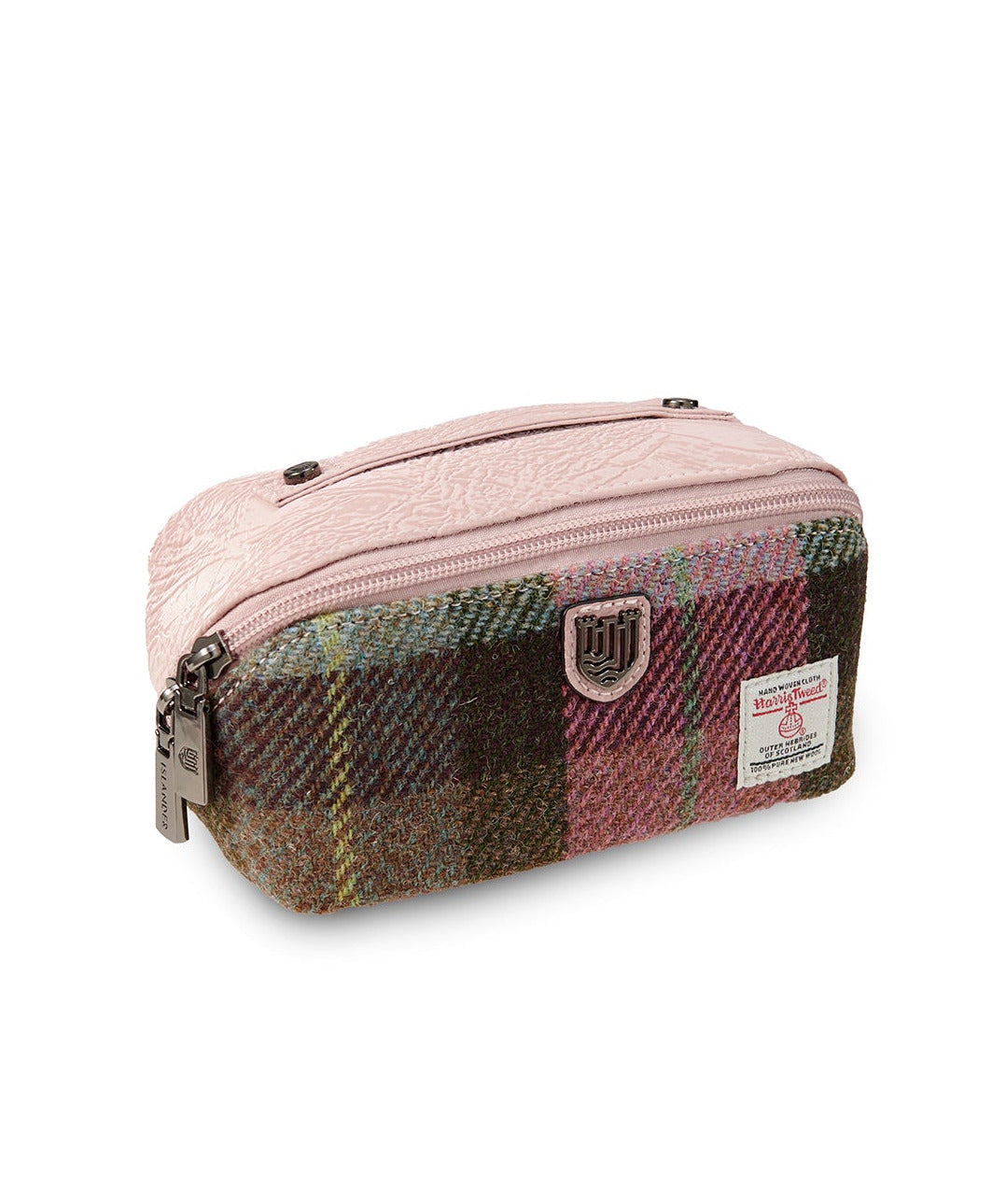 Kleine Kulturtasche Pink Green Tartan