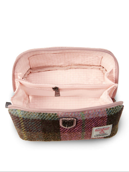 Kleine Kulturtasche Pink Green Tartan