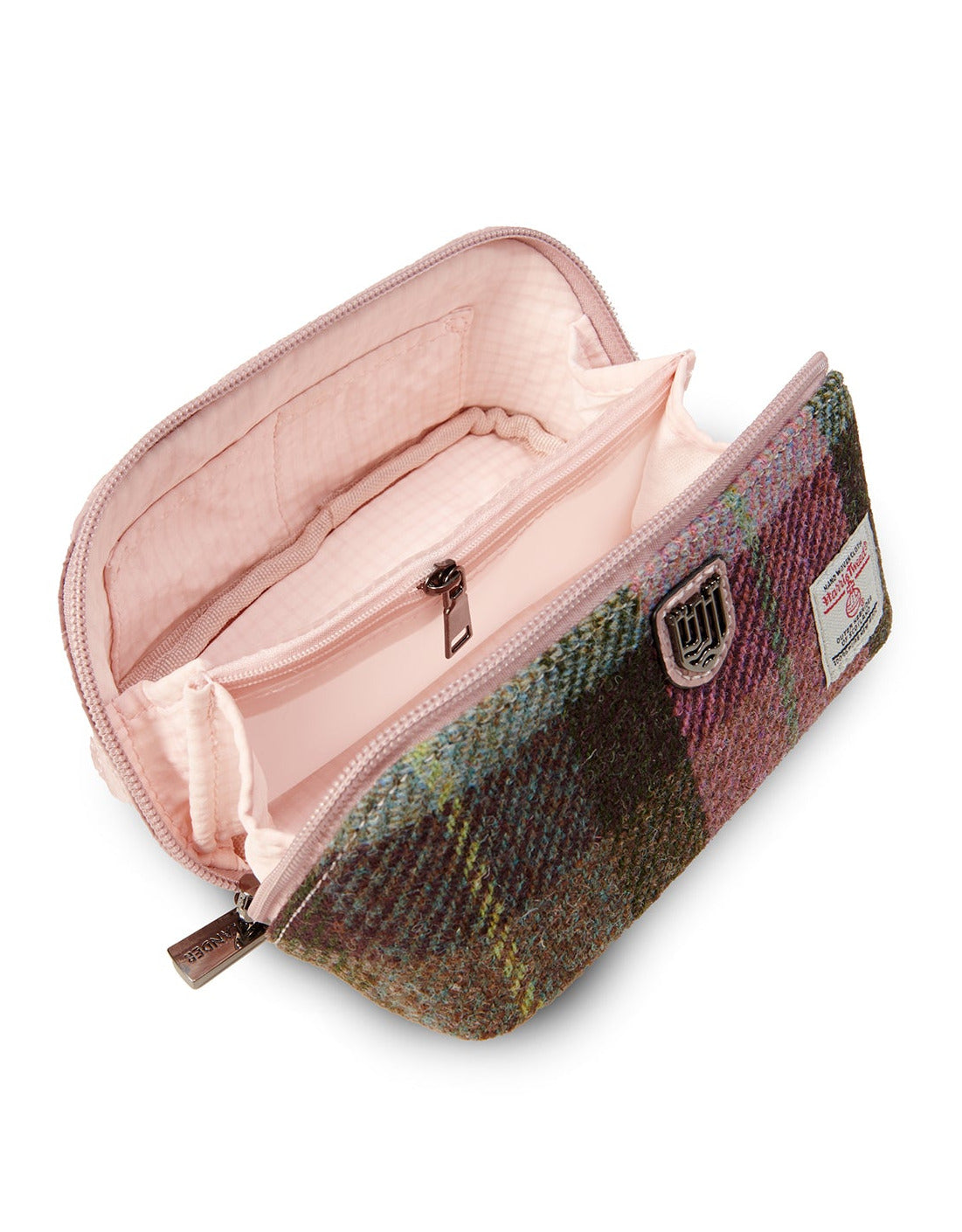 Kleine Kulturtasche Pink Green Tartan