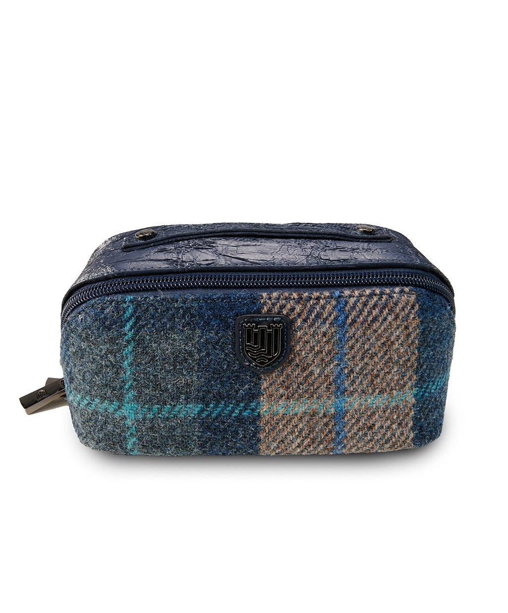 Kleine Kulturtasche Navy Beige Tartan