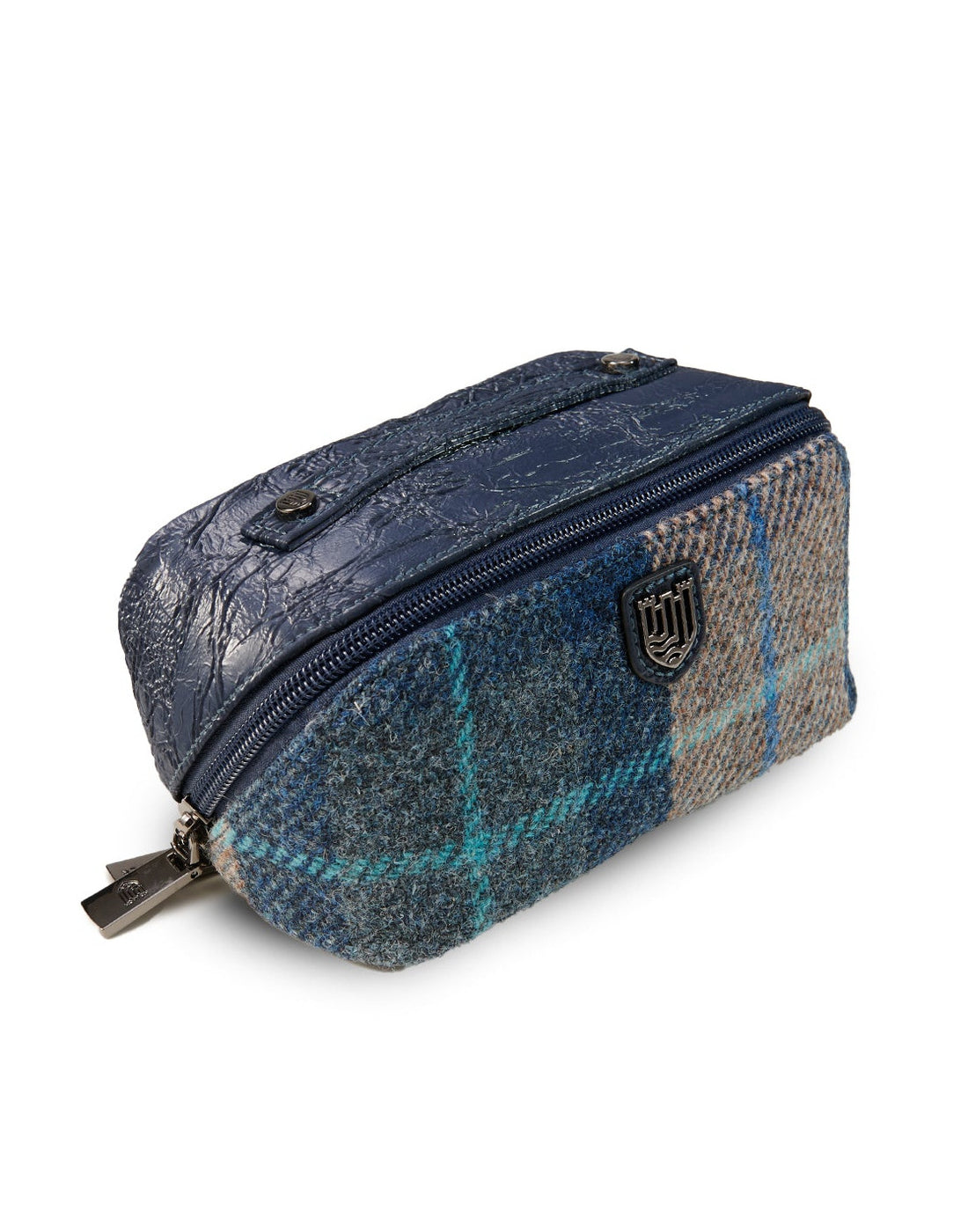 Kleine Kulturtasche Navy Beige Tartan