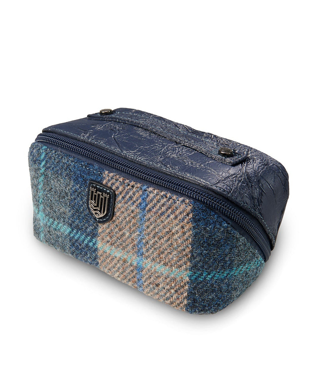 Kleine Kulturtasche Navy Beige Tartan