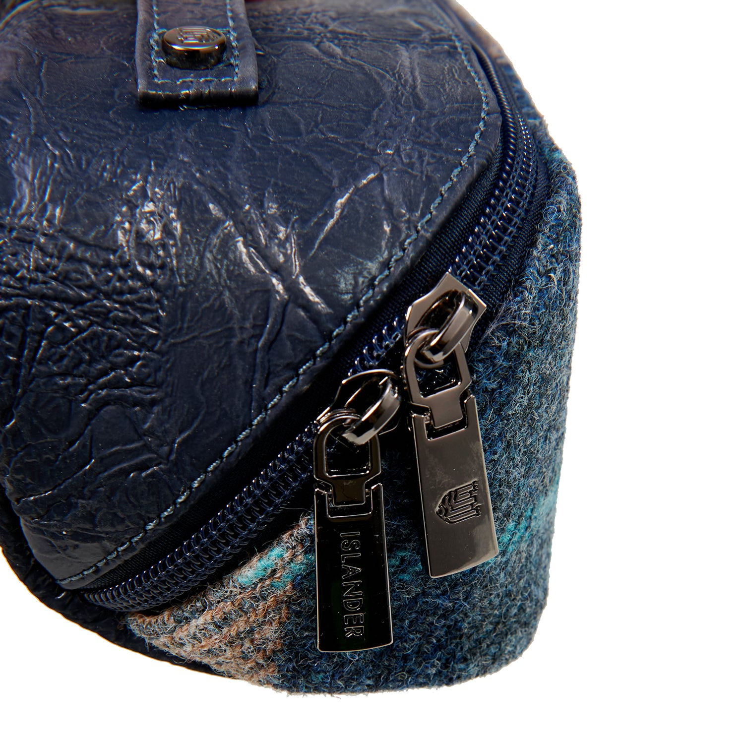 Kleine Kulturtasche Navy Beige Tartan