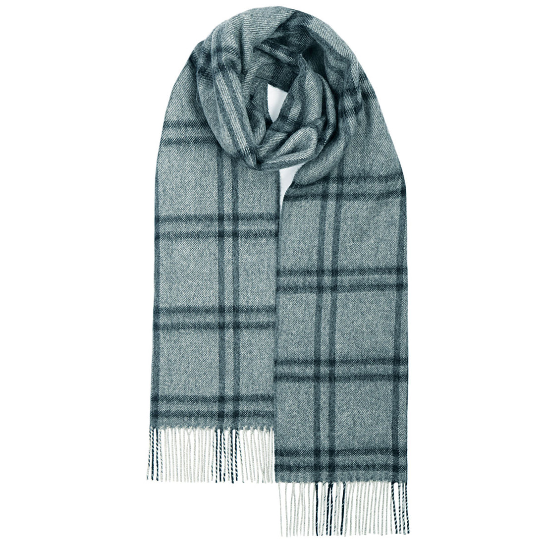 Darwin Grey Plaid Oversized Lambswool Schal