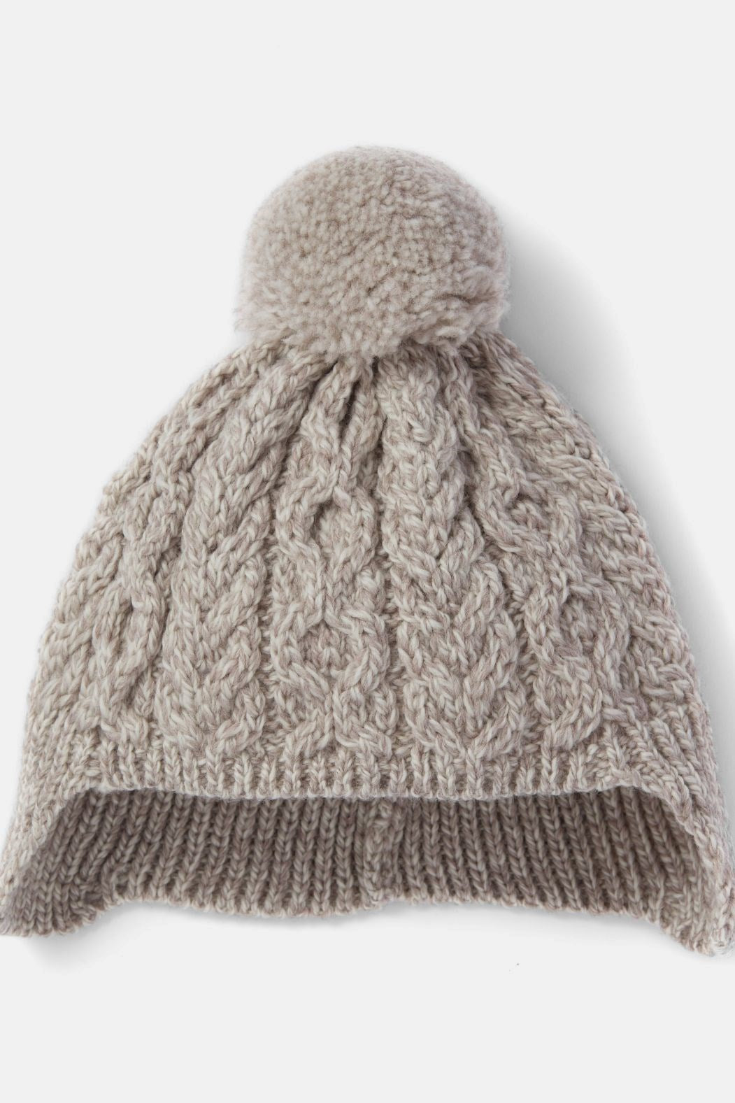 Kinder Aran Strickmütze aus Supersoft Merinowolle mit Bommel
