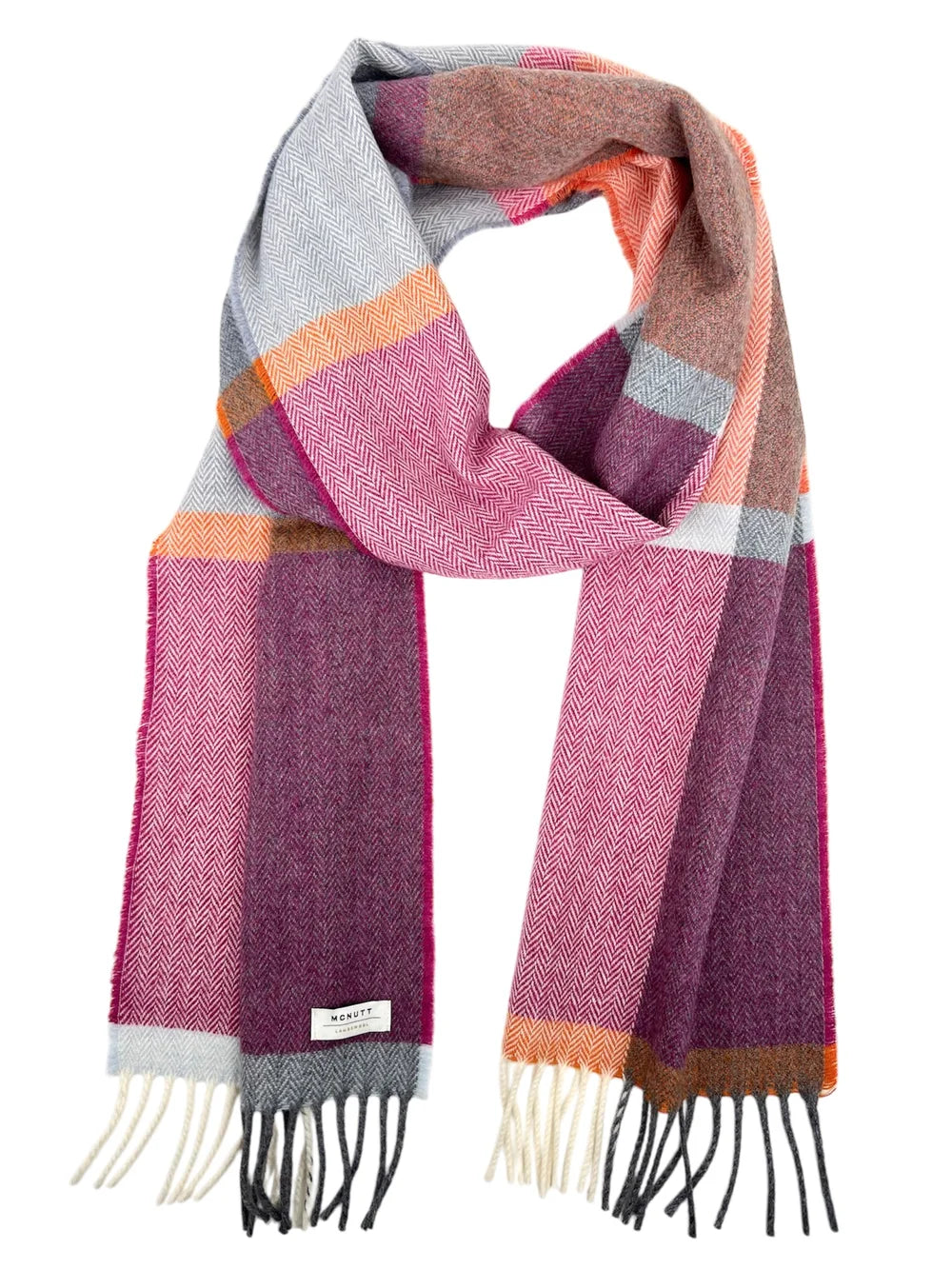 Merino Lambswool Schal Beetroot &amp; Smoke Check