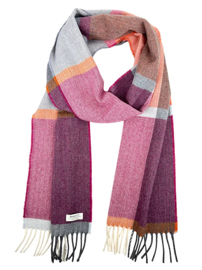 Merino Lambswool Schal Beetroot &amp; Smoke Check