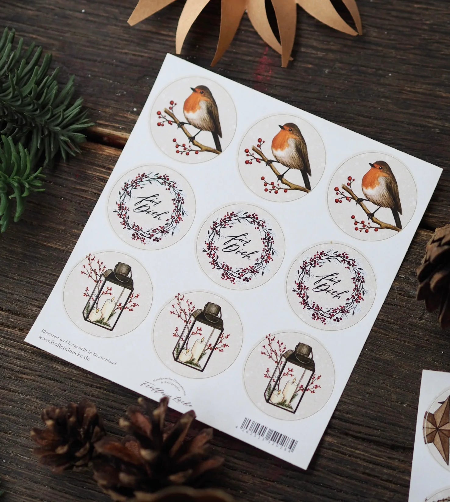 Weihnachtsaufkleber „Festliches Rot“