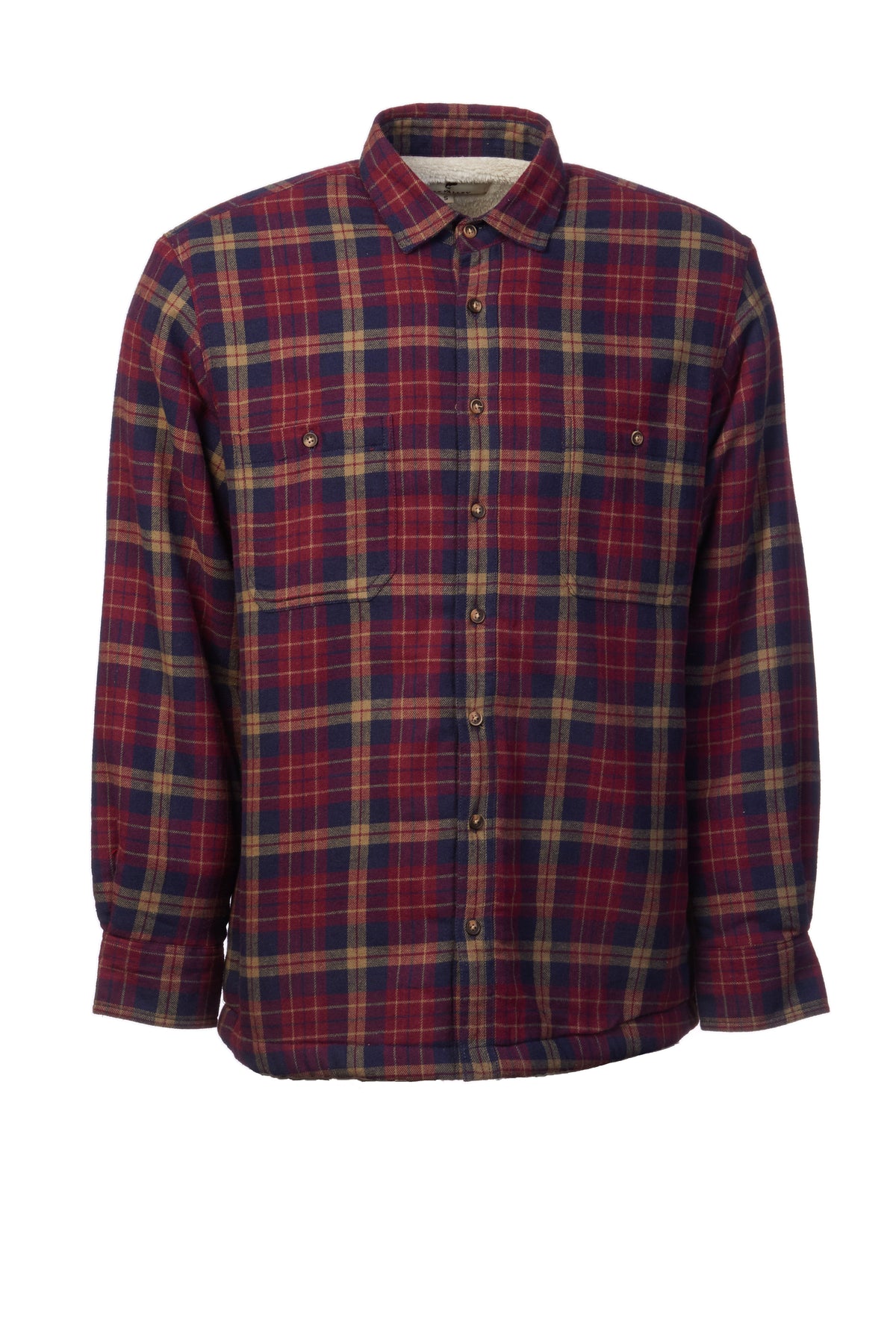 Flanellhemd mit Fleecefutter – Maroon/Navy kariert