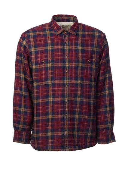 Flanellhemd mit Fleecefutter – Maroon/Navy kariert
