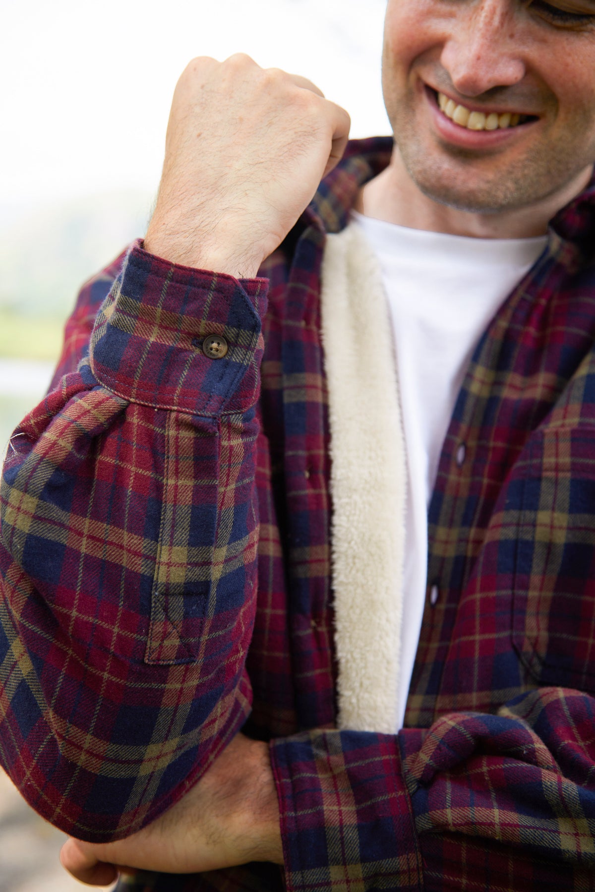 Flanellhemd mit Fleecefutter – Maroon/Navy kariert