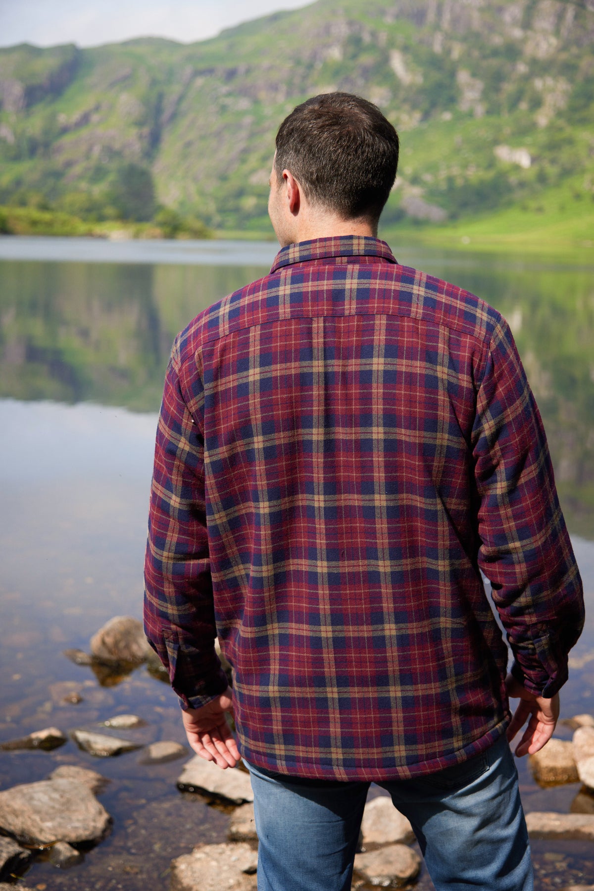 Flanellhemd mit Fleecefutter – Maroon/Navy kariert