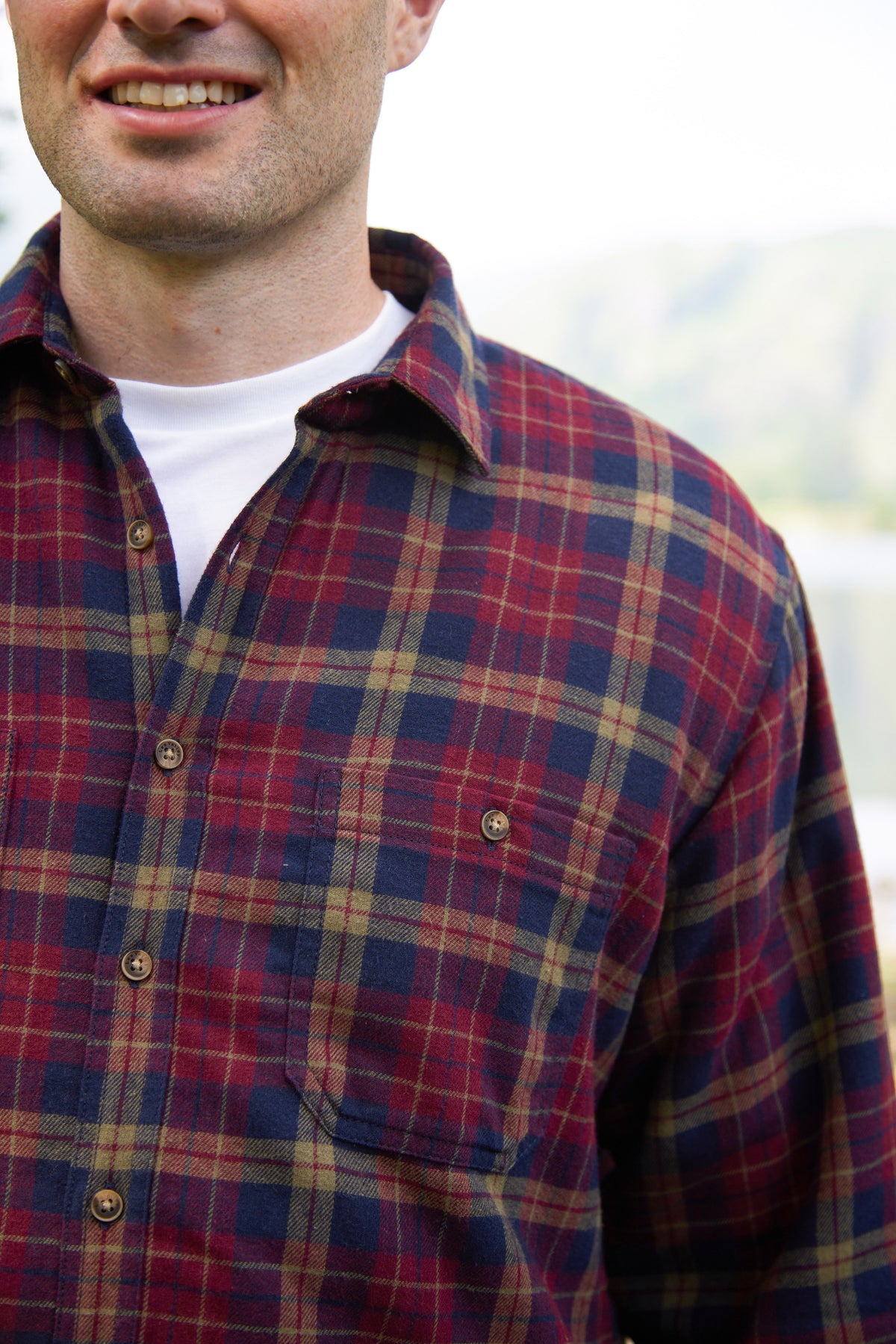 Flanellhemd mit Fleecefutter – Maroon/Navy kariert