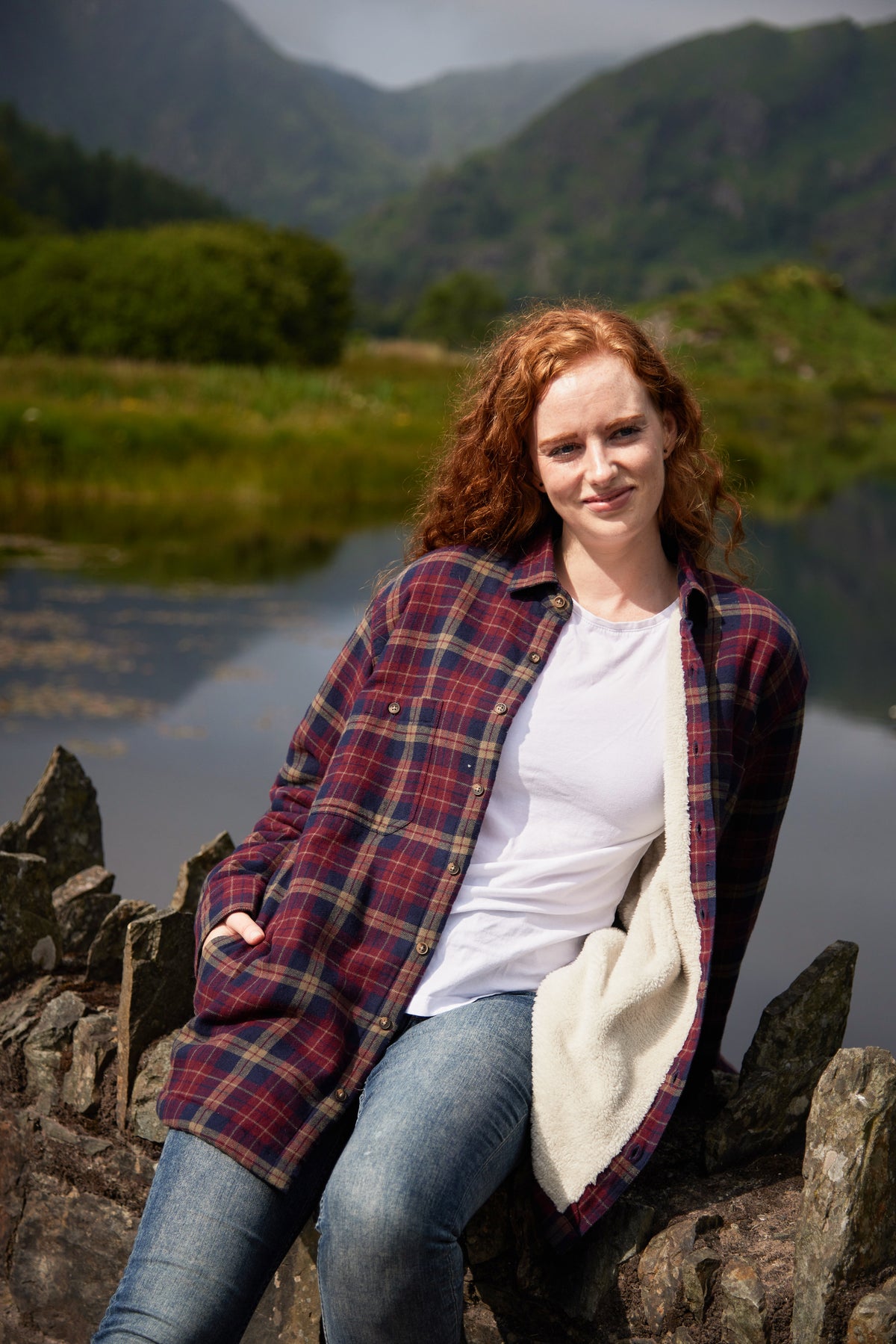 Flanellhemd mit Fleecefutter – Maroon/Navy kariert