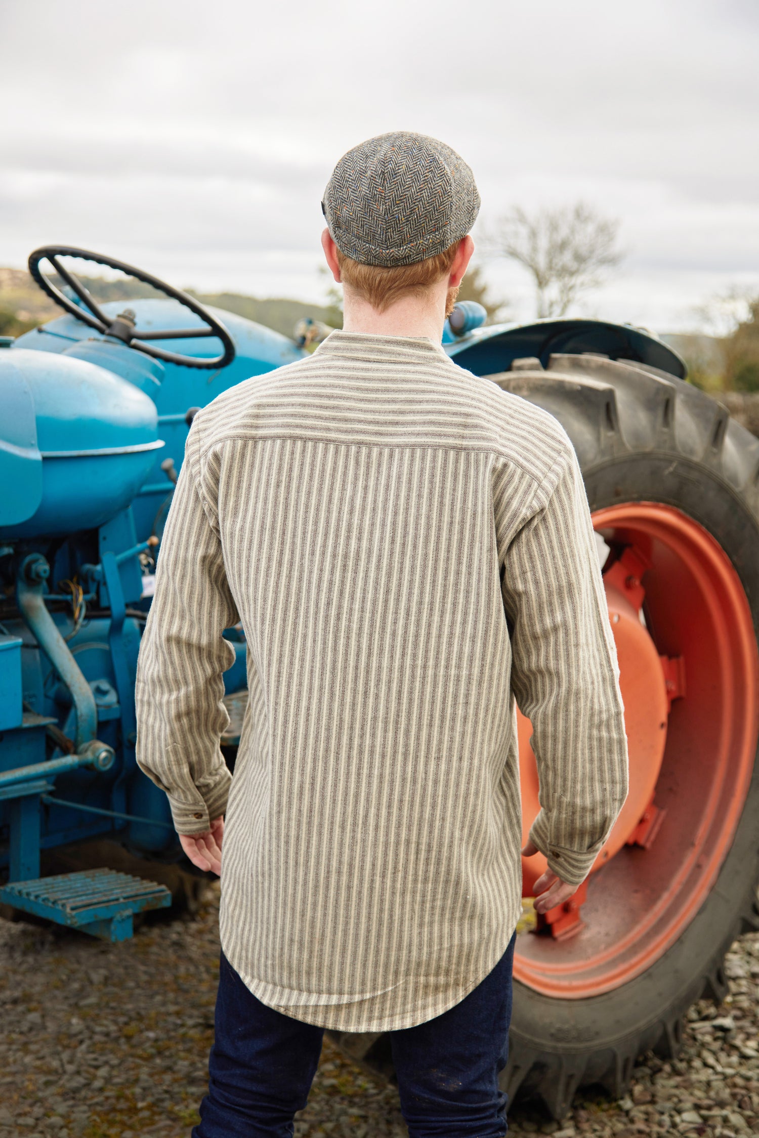Flanell Grandfather Shirt mit Stehkragen