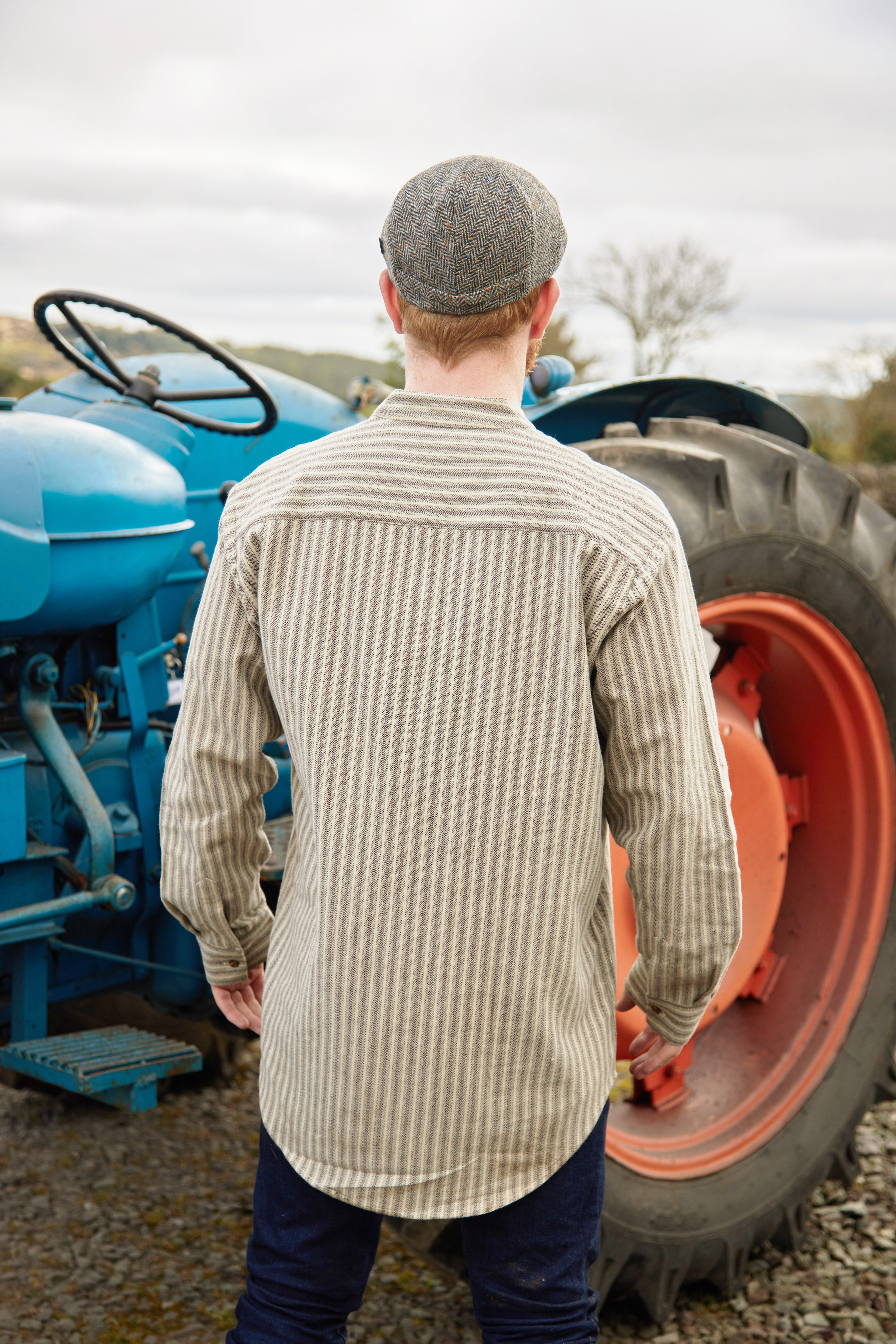 Flanell Grandfather Shirt mit Stehkragen
