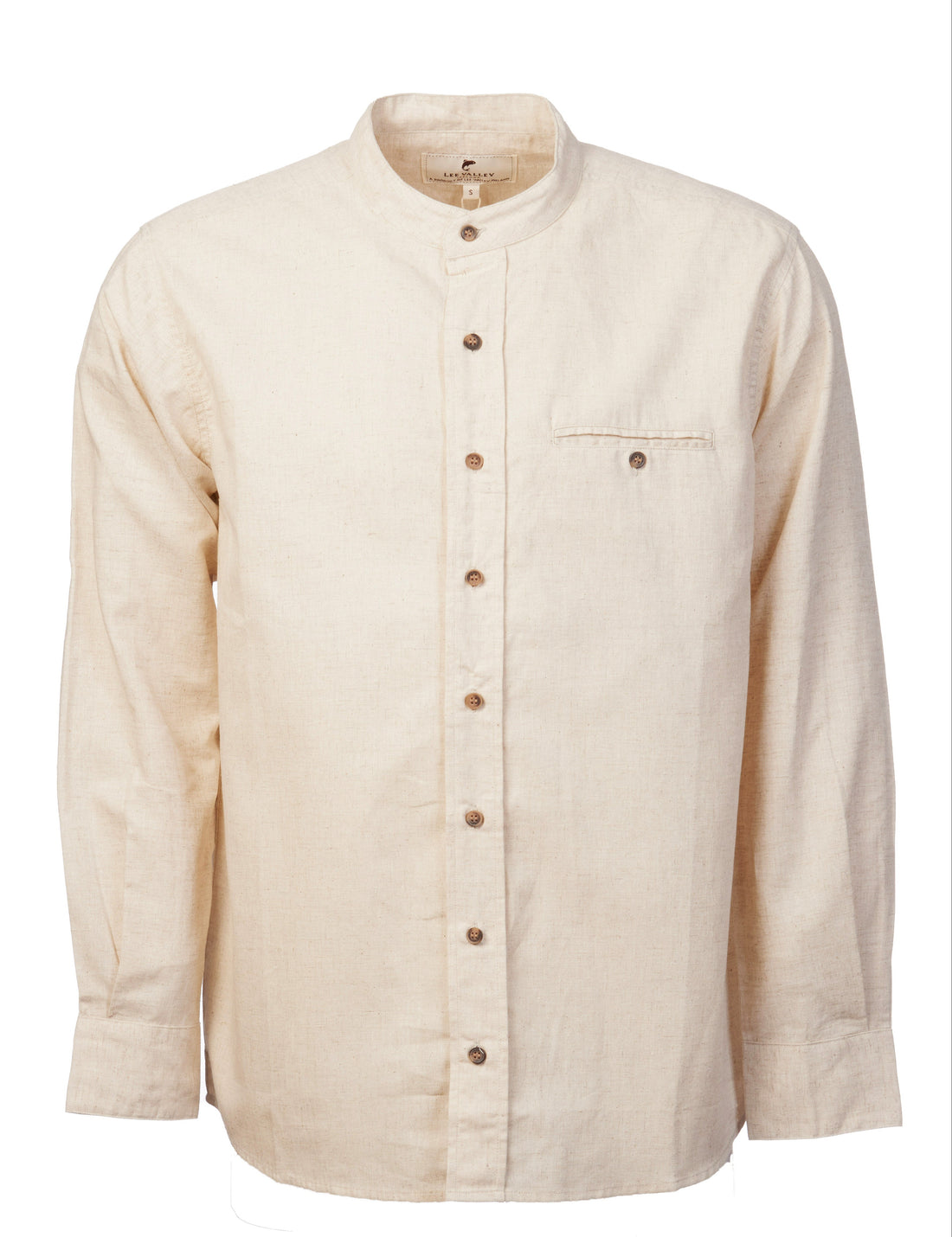 Leinenhemd mit Stehkragen Natural Beige