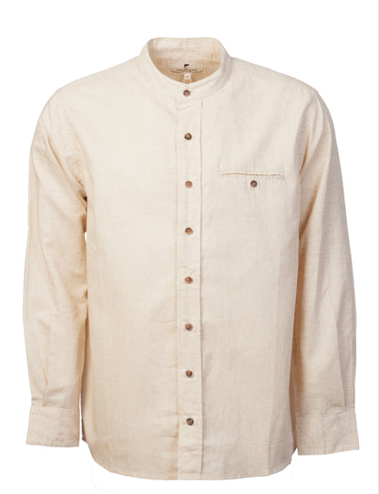 Leinenhemd mit Stehkragen Natural Beige