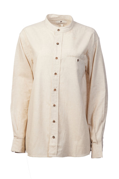Leinenhemd mit Stehkragen Natural Beige