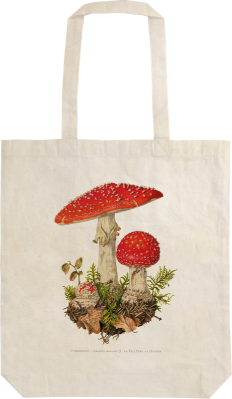 Stofftasche mit Vintagedruck Pilze
