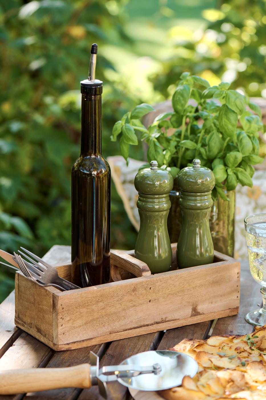 Holzkiste mit 2 Fächern und Griff