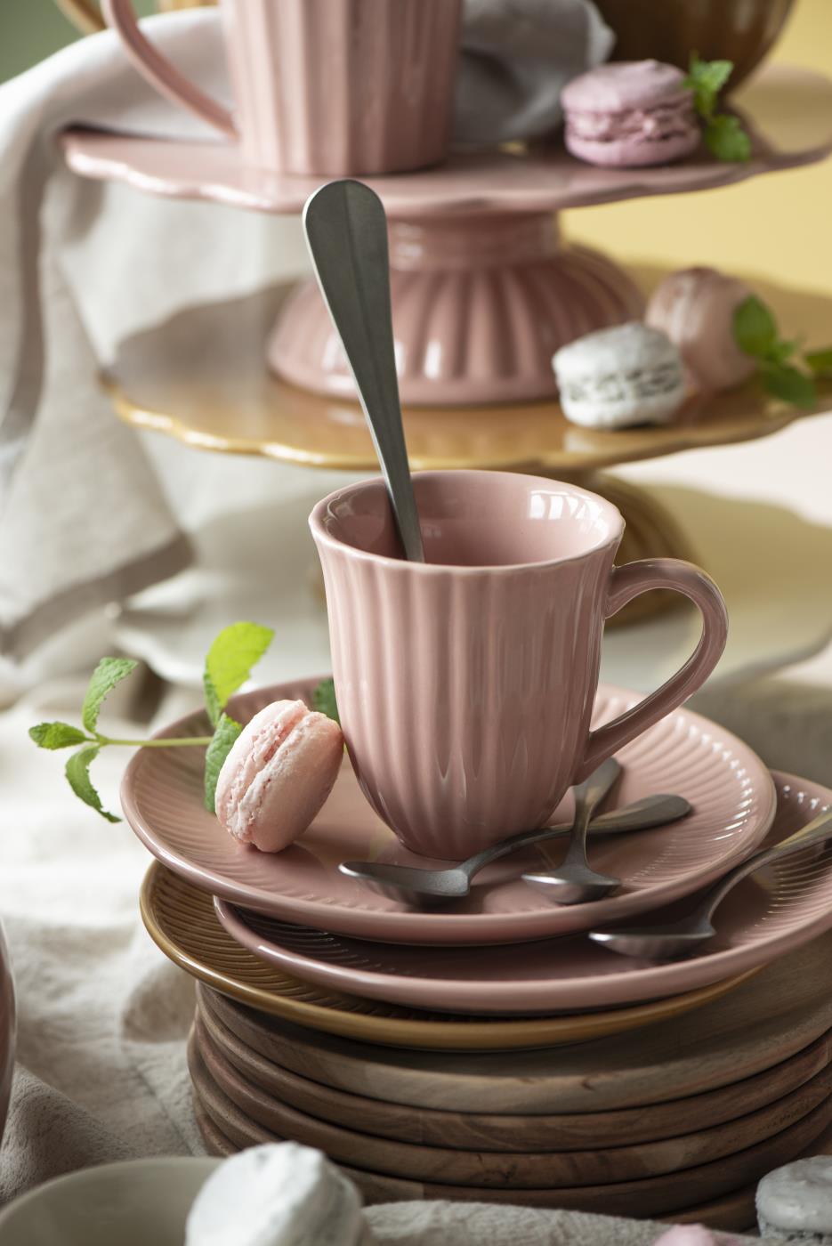 Tasse mit Rillen Mynte Coral Almond