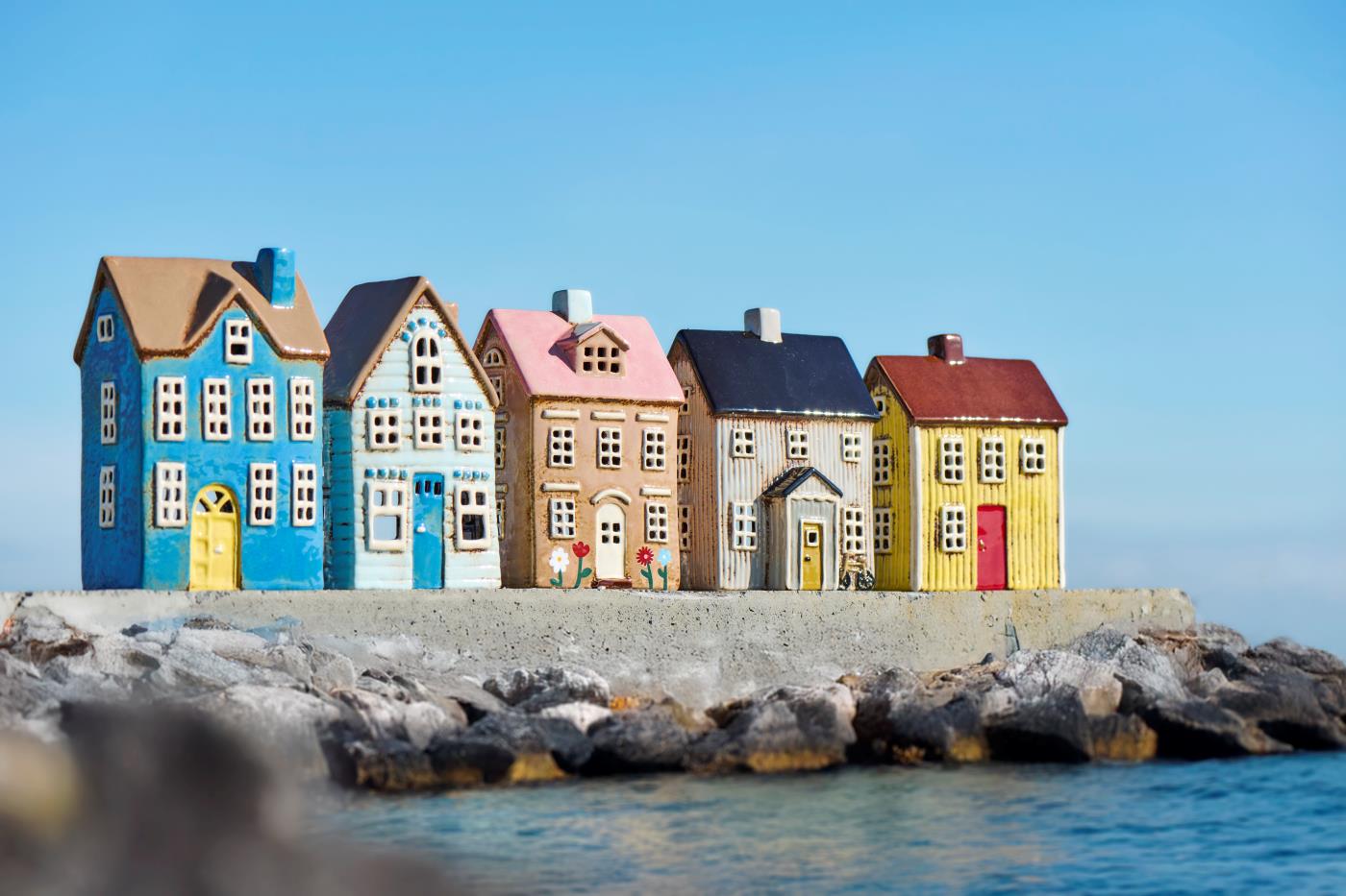 Teelichthaus Visby Fahrrad vorne schwarzes Dach