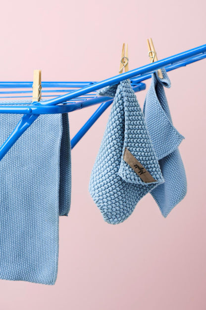 Topflappen Mynte Blue Bell gestrickt