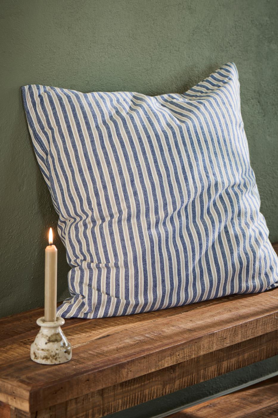 Kissenbezug Elly blaue und braune Streifen
