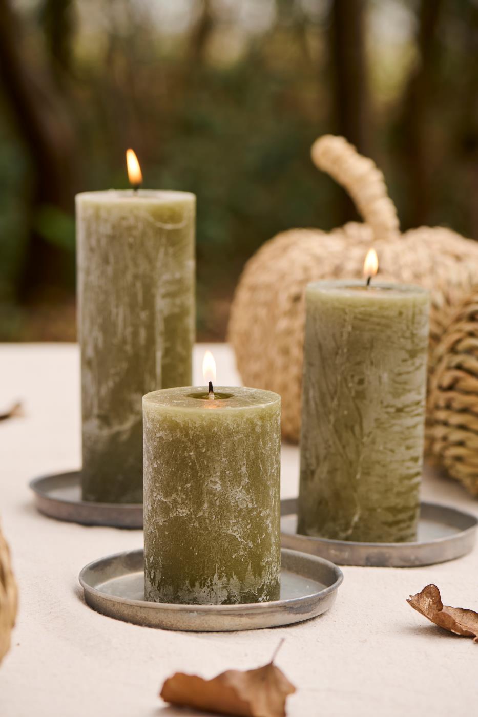 Stumpenkerze rustikal H 14 cm