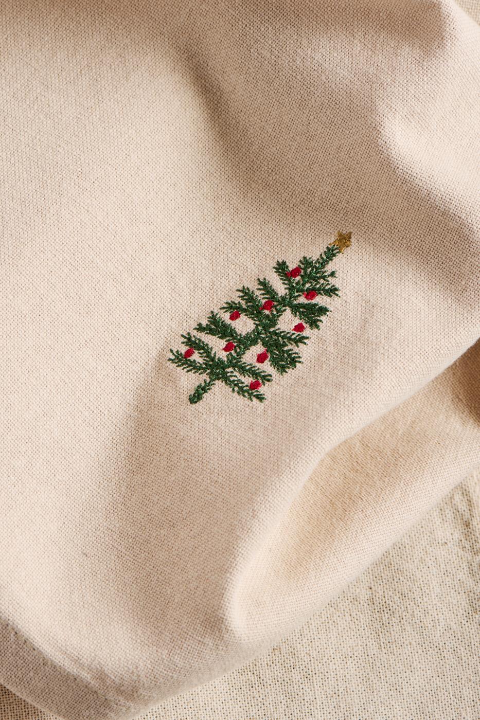 Stoffserviette Tradition mit Tannenbaum leinenfarbig