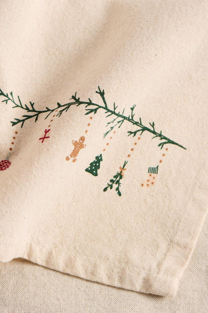 Geschirrtuch Julius natur mit Weihnachtsgirlande